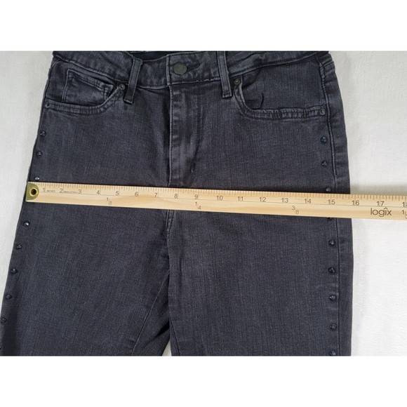 Levis 721 High Rise Skinny Stretch Jeans Size 29 Black Denim Rhinestone Stripe - Picture 10 of 16